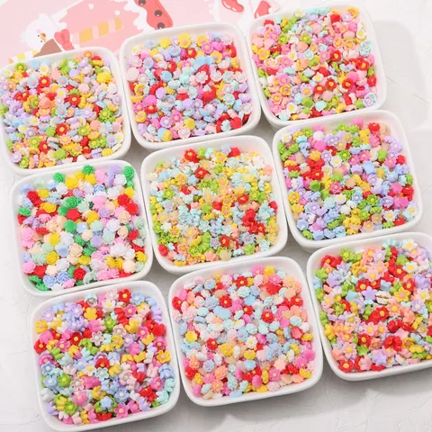 Perles de Fleurs en Résine de Couleur Mixte Sans Trou Matériaux de Fabrication de Bijoux DIY Accessoires Floraux Faits à la Main