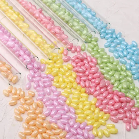 Solid Creamy Color Oval Rice Glass Loose Beads Smooth Finished Spacer Beads For DIY Handmade Bracelet Necklace Crafts Jewelry Making Accessories
