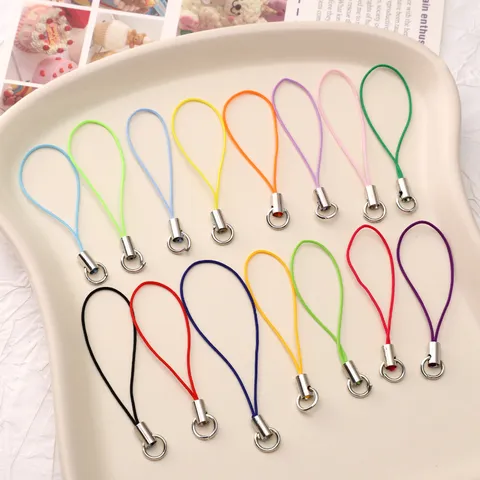 Colorful Woven Phone Lanyard Strap DIY Jewelry Making Accessories Mobile Phone Charm Cord Short Wrist Strap