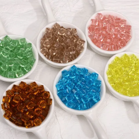 Glass Crystal Square Cube Loose Beads Faceted Spacer Beads For DIY Jewelry Making Bracelet Keychain