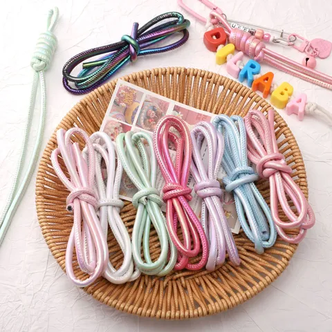 Cordón Trenzado de Cuero PU con Lustre Metálico para Fabricación de Joyería DIY Pulsera Hecha a Mano Llavero Cuerda Artesanal Decorativa Multicolor