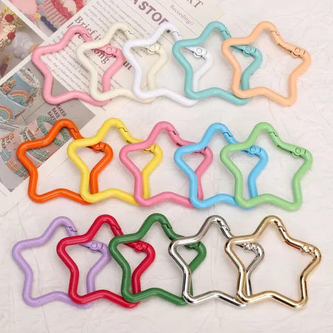 Star Shaped Spring Hook Buckle Alloy Painted Star Snap Clasp DIY Jewelry Keychain Bag Accessories For Jewelry Making Findings