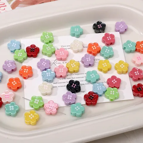 Acryl Tropföl Blumenperlen Glänzend Dopamin Farbe Knopf Lose Perlen Für DIY Telefonkette Tasche Hängen Schlüsselanhänger Schmuck Zubehör