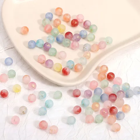 Mattierte Glasperlen Goldgesprenkelt Farbverlauf Rund Lose Perlen Für DIY Schmuckherstellung Handgefertigtes Armband Halskette Kette Zubehör