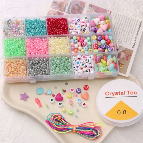 DIY Glas Acryl Rocailles Aufbewahrungsbox Set Mit Elastischer Kordel Und Gewebtem Seil Für Schmuckherstellung Handwerk
