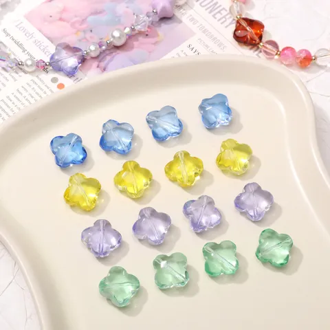 Transparent Glass Four Leaf Clover Beads Loose Charms For DIY Jewelry Making Bracelet Keychain Accessories Craft