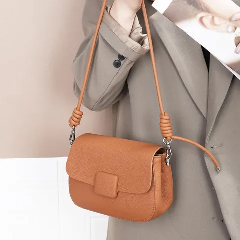 Genuine Leather Women Crossbody Bag Niche Design Small Square Bag Cowhide TOGO Texture Underarm Shoulder Bag