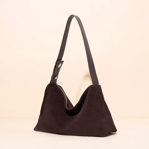 Genuine Leather Women Shoulder Bag First Layer Suede Frosted Cowhide Hobo Bag Casual Underarm Daily Commuting Handbag