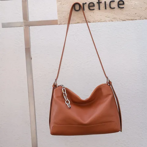 Donna Pelle Bovina Primo Strato Borsa a Tracolla Moda Casual Tote Bag Con Catena in Metallo Borsa Giornaliera