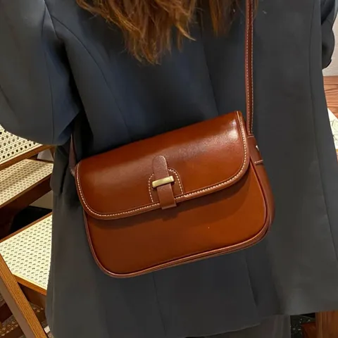 Women Top Layer Cowhide Leather Saddle Bag Vintage Casual Crossbody Shoulder Bag Stylish Daily Purse Handbag