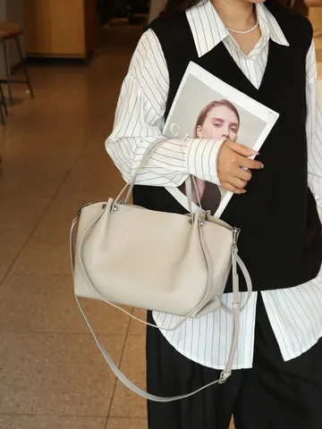 Mujer Cuero Genuino Bolso Tote Gran Capacidad Casual Bolso Bandolera Primera Capa Piel de Vaca Grano Natural Diario