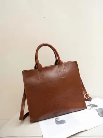 Grande Capacità Vintage Vera Pelle Tote Bag Per Donne Retro Pelle Borsa a Tracolla Casual Lavoro Borsa