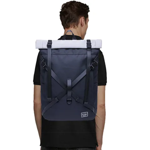 Casual Waterproof Canvas Backpack For Men And Women Large Capacity Roll Top Laptop Travel School Bookbag