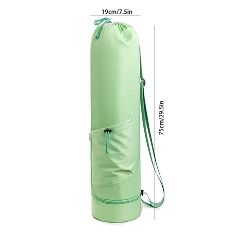 Multifunctional Yoga Mat Bag Sports Fitness Travel Backpack Drawstring Cylindrical Shoulder Bag Large Capacity