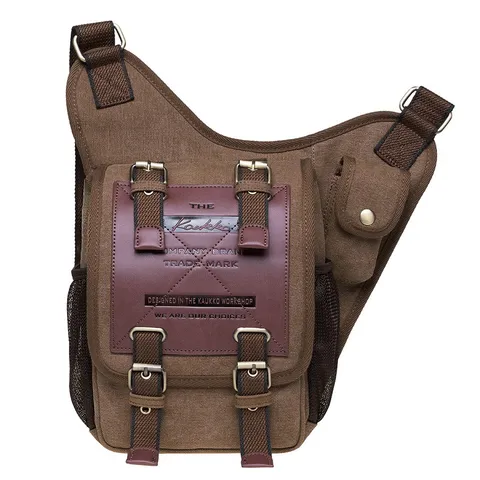 Vintage Canvas Messenger Bag For Men Tactical Crossbody Shoulder Bag Multifunction Casual Outdoor Chest Bag