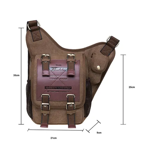 Vintage Canvas Messenger Bag For Men Tactical Crossbody Shoulder Bag Multifunction Casual Outdoor Chest Bag