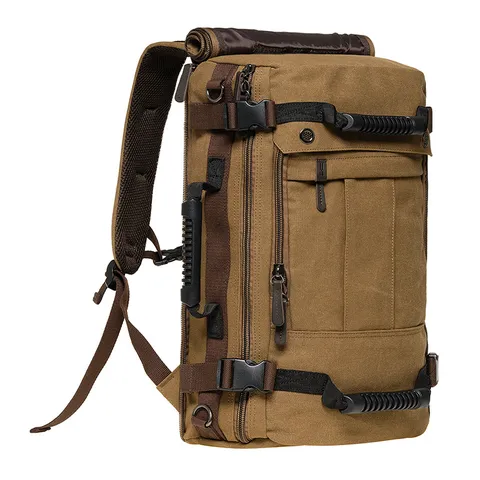 Vintage Canvas Backpack Casual Travel Daypack Large Capacity Multi Pocket School Bookbag For Men And Women
