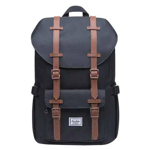 Unisex Casual Nylon Backpack Vintage College School Bookbag Travel Daypack With Double Buckle Flap Top Design