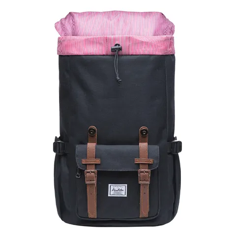 Unisex Casual Nylon Backpack Vintage College School Bookbag Travel Daypack With Double Buckle Flap Top Design
