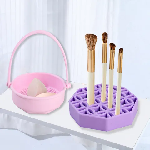 Silicone Makeup Brush Cleaner Mat And Drying Rack Multifunctional Cosmetic Sponge Washing Bowl Beauty Tool