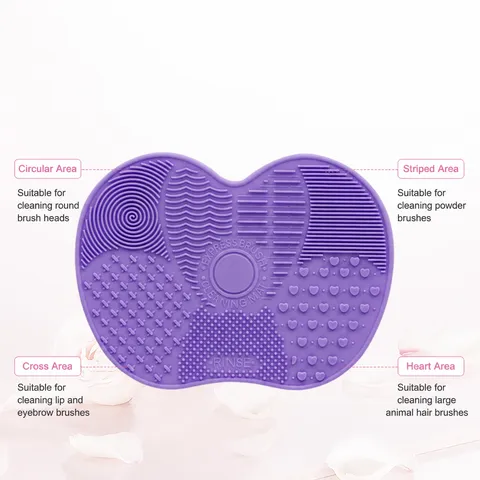 Silicone Makeup Brush Cleaning Mat Apple Shape Cosmetic Brush Scrubber Pad with Suction Cups For Makeup Tools