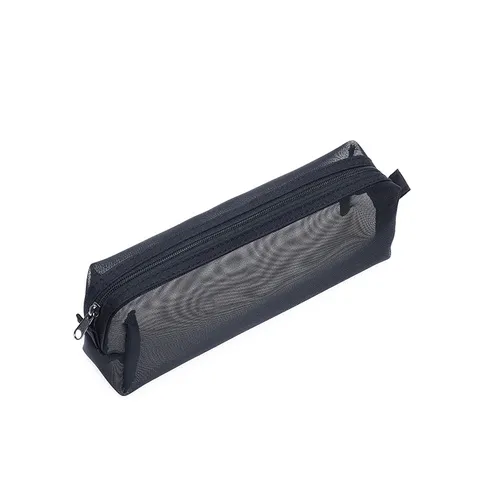 Transparent Mesh Pencil Case Minimalist Large Capacity Zipper Pen Pouch Student Stationery Storage Bag Office School Supplies