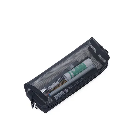 Transparent Mesh Pencil Case Minimalist Large Capacity Zipper Pen Pouch Student Stationery Storage Bag Office School Supplies