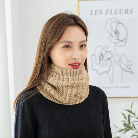 Unisex Winter Thermal Neck Warmer Scarf Fleece Lined Thickened Knitted Neck Gaiter Windproof Cycling Cold Weather Gear