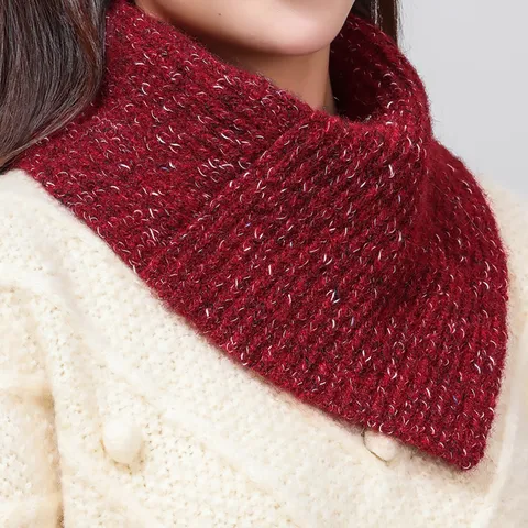 Women Winter Thickened Warm Knitted Neck Warmer Solid Color High Collar Scarf Snood Casual Thermal Neck Gaiter