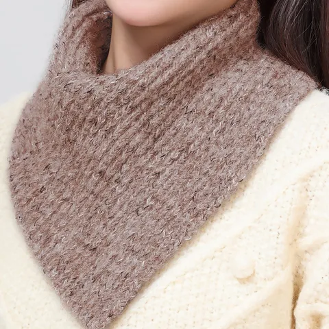 Women Winter Thickened Warm Knitted Neck Warmer Solid Color High Collar Scarf Snood Casual Thermal Neck Gaiter