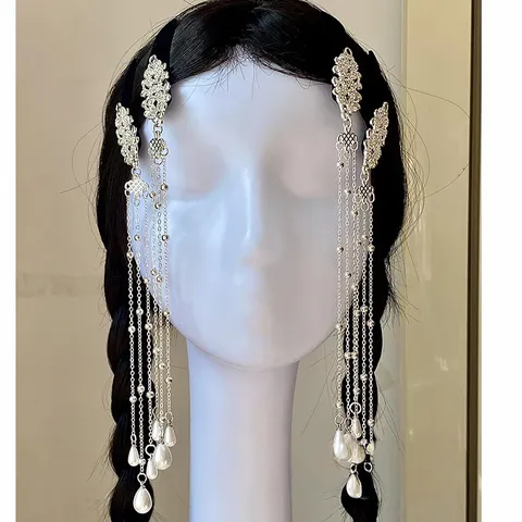 Vintage Chinesischer Knoten Quasten Haarspange Strass Künstliche Perle Pony Clip Neuer Chinesischer Stil Hanfu Haarschmuck Für Damen