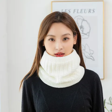 Unisex Winter Thermal Neck Warmer Scarf Fleece Lined Thickened Knitted Neck Gaiter Windproof Cycling Cold Weather Gear
