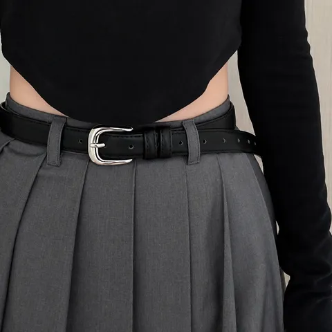 Ceinture en Cuir PU Décontractée pour Femme Ceinture Minimaliste à Boucle Ardillon Mode Chic Couleur Unie Ceinture de Robe Ajustable pour Dames