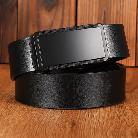 Ceinture en Cuir Casual Business pour Hommes Boucle Automatique Sangle Réglable Ceinture de Mode Quotidienne