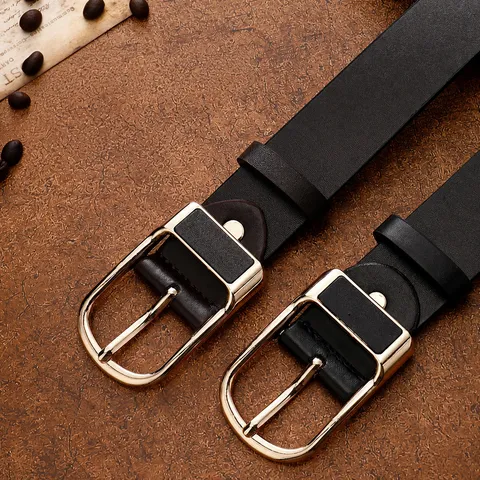 Ceinture en Cuir PU Décontractée pour Hommes Vintage Boucle en Métal Réglable Taille Business Mode Quotidienne