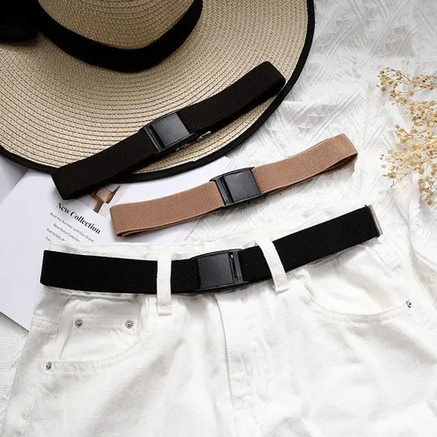 Cinturón Elástico de Lona para Mujer Invisible Sin Hebilla Banda de Cintura Extensible Cinturón Ajustable Casual para Vaqueros