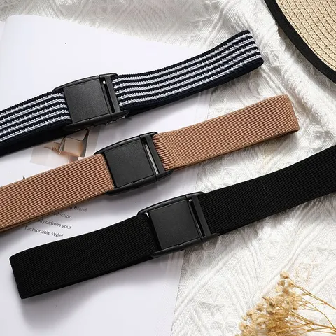 Cinturón Elástico de Lona para Mujer Invisible Sin Hebilla Banda de Cintura Extensible Cinturón Ajustable Casual para Vaqueros
