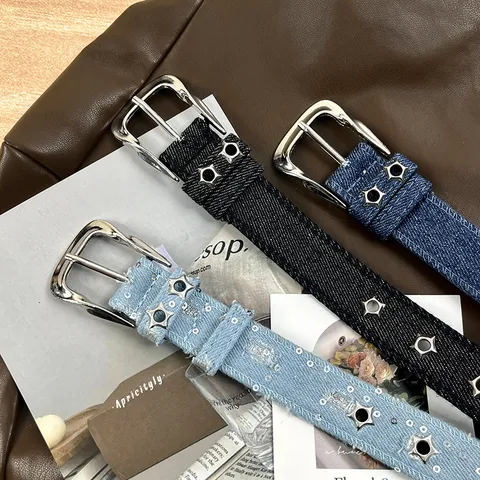 Ceinture en Toile pour Femmes Style Ins Vintage Vieilli Boucle Ardillon en Métal Ceinture Décorative Casual Jeans