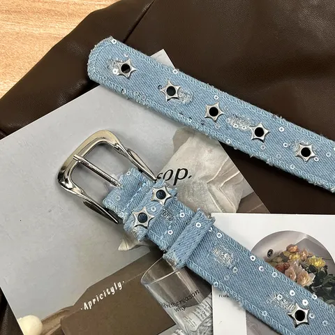 Ceinture en Toile pour Femmes Style Ins Vintage Vieilli Boucle Ardillon en Métal Ceinture Décorative Casual Jeans