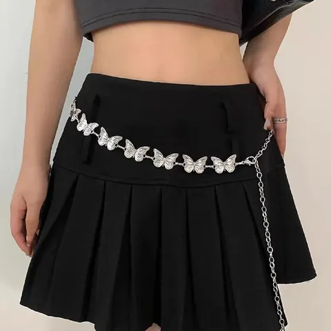 Fashion Metal Butterfly Heart Flower Waist Chain Vintage Multi-element Body Chain For Women Dress Jewelry