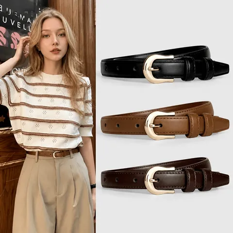 Ceinture Décontractée en Similicuir pour Femmes Boucle à Ardillon Élégante Polyvalente Ceinture de Jean Décorative Accessoires de Mode