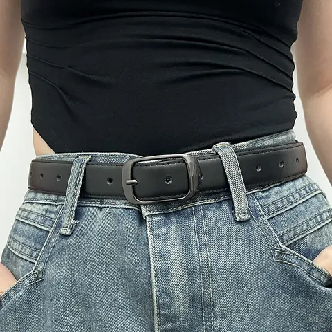 Ceinture en Cuir PU Décontractée pour Femme Mode Minimaliste Boucle à Ardillon pour Jean Tenues Quotidiennes Accessoires pour Femme