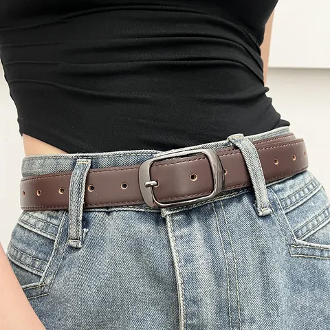 Ceinture en Cuir PU Décontractée pour Femme Mode Minimaliste Boucle à Ardillon pour Jean Tenues Quotidiennes Accessoires pour Femme