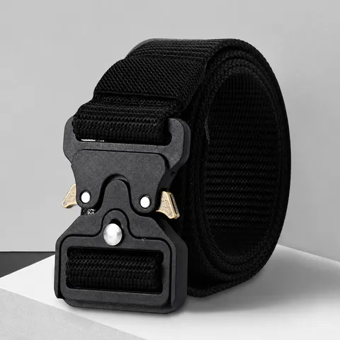 Ceinture Tactique Unisexe en Toile de Nylon Entraînement Militaire Extérieur Boucle à Dégagement Rapide