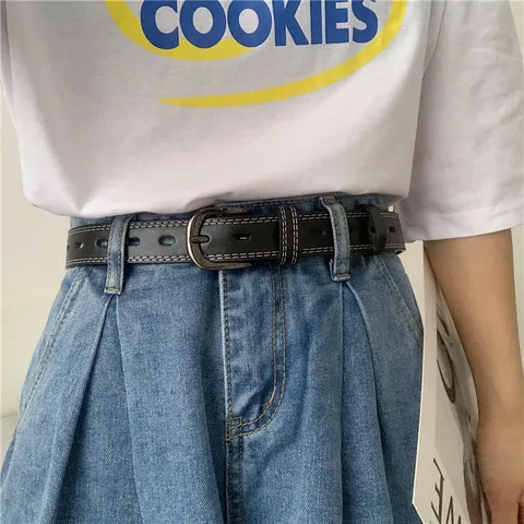 Ceinture Boucle Ardillon en Similicuir Minimaliste Pour Femmes Hommes Couleur Unie Polyvalente Ceinture de Taille Casual Mode Jeans