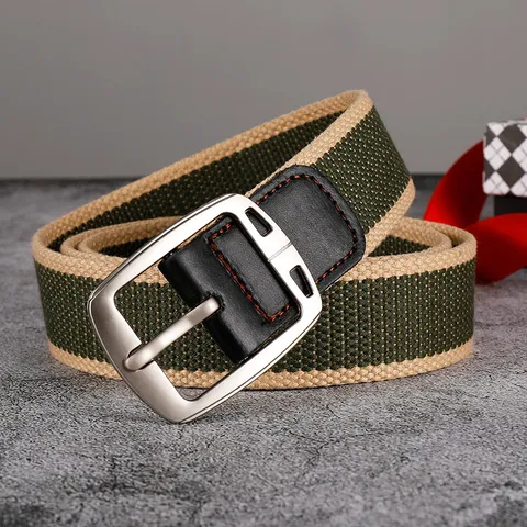 Ceinture en Toile pour Hommes Bande en Tissu Tissé Durable Avec Boucle Ardillon en Alliage Ceinture Décontractée Polyvalente