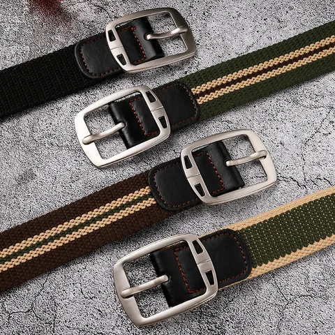 Ceinture en Toile pour Hommes Bande en Tissu Tissé Durable Avec Boucle Ardillon en Alliage Ceinture Décontractée Polyvalente