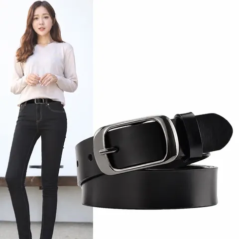 Cintura Casual Minimalista in Pelle Sintetica da Donna con Fibbia ad Ardiglione in Lega Tinta Unita Cintura da Moda Quotidiana