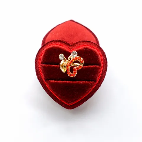 Boîte à Bagues en Velours en Forme de Cœur Fente Simple Double Étui de Rangement à Bijoux Cadeau de Fête de Mariage