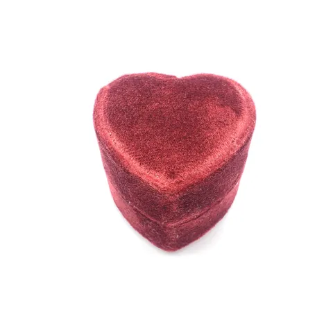 Boîte à Bagues en Velours en Forme de Cœur Fente Simple Double Étui de Rangement à Bijoux Cadeau de Fête de Mariage